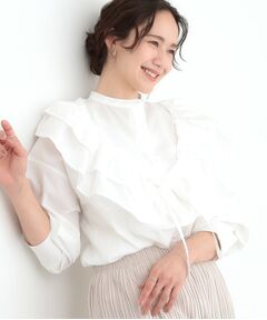 SHOO・LA・RUE / シューラルー シャツ・ブラウス | 【3WAY】フリルサッシュ付きバンドカラーシャツ
