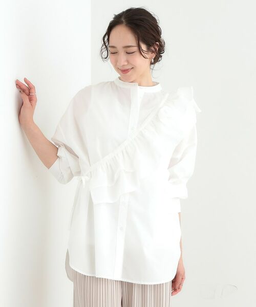 SHOO・LA・RUE / シューラルー シャツ・ブラウス | 【3WAY】フリルサッシュ付きバンドカラーシャツ | 詳細1