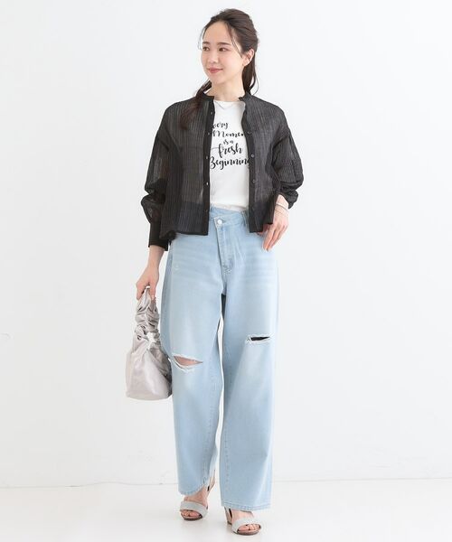 SHOO・LA・RUE / シューラルー シャツ・ブラウス | バンドカラーデザインシアーシャツ | 詳細3