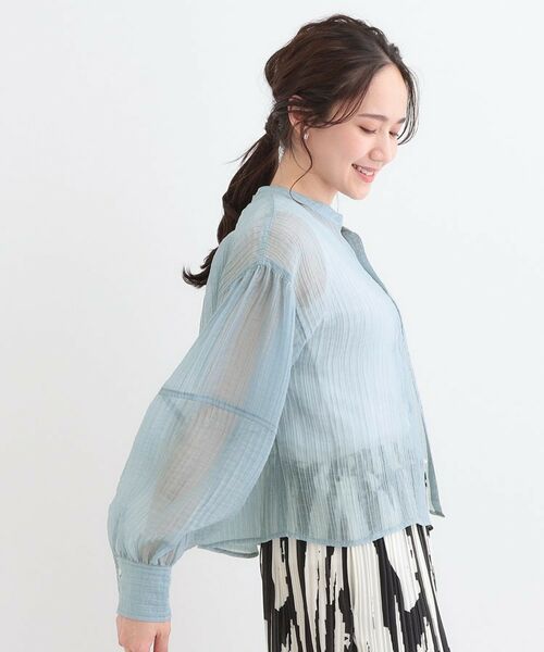 SHOO・LA・RUE / シューラルー シャツ・ブラウス | バンドカラーデザインシアーシャツ | 詳細5