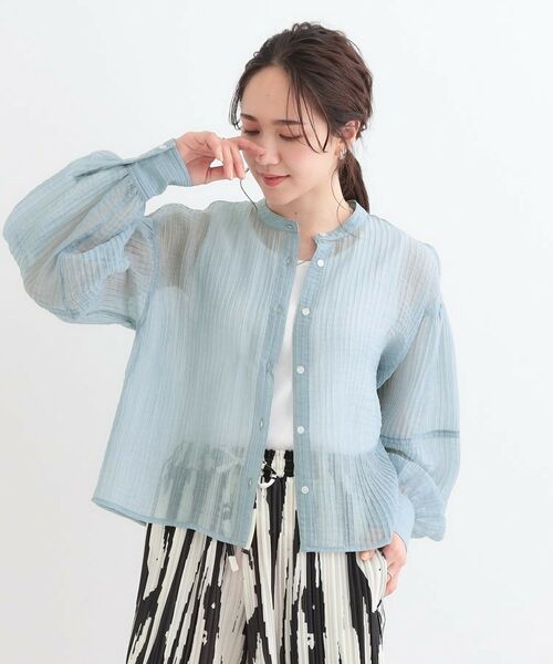 SHOO・LA・RUE / シューラルー シャツ・ブラウス | バンドカラーデザインシアーシャツ | 詳細6