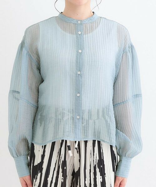 SHOO・LA・RUE / シューラルー シャツ・ブラウス | バンドカラーデザインシアーシャツ | 詳細9