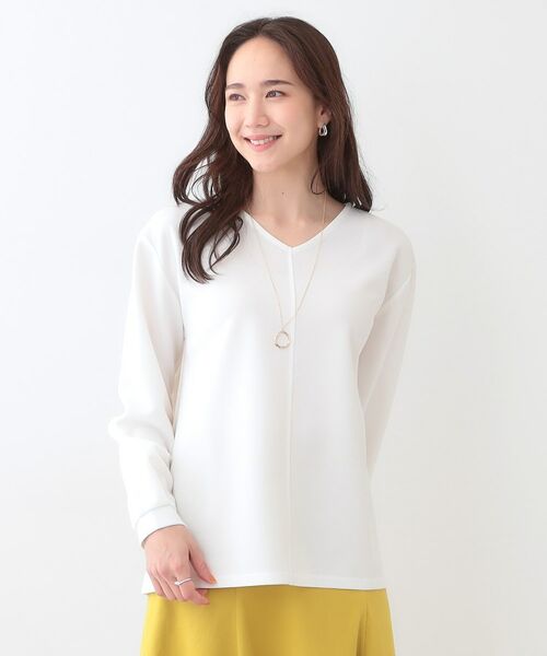 SHOO・LA・RUE / シューラルー シャツ・ブラウス | 【S-LL/2点セット】大人の上品シルエット アクセ付き Vネックトップス | 詳細13