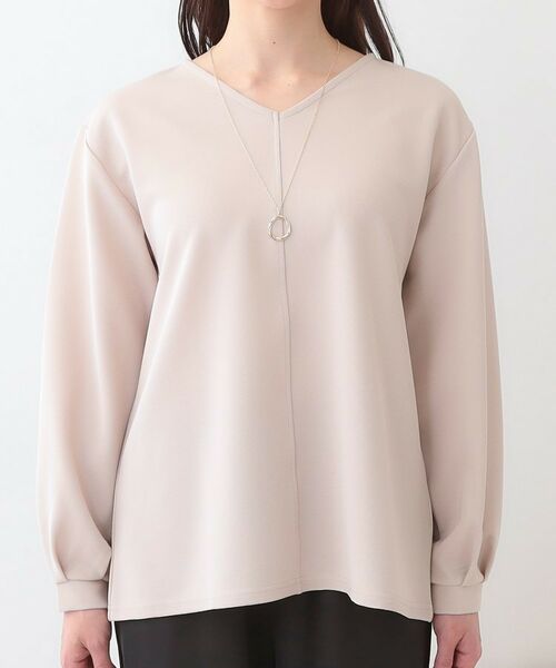 SHOO・LA・RUE / シューラルー シャツ・ブラウス | 【S-LL/2点セット】大人の上品シルエット アクセ付き Vネックトップス | 詳細23