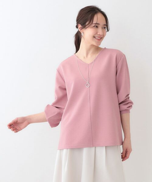 SHOO・LA・RUE / シューラルー シャツ・ブラウス | 【S-LL/2点セット】大人の上品シルエット アクセ付き Vネックトップス | 詳細9