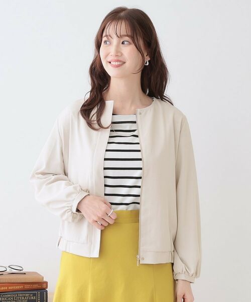 SHOO・LA・RUE / シューラルー レザーブルゾン・ジャケット | さらっと羽織れる ノーカラーブルゾン | 詳細1