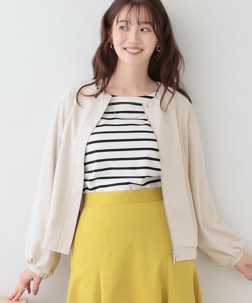 SHOO・LA・RUE/シューラルー 【S-LL】さらっと羽織れる ノーカラーブルゾン ライトベージュ(051) 01(S) SHOO・LA・RUE/シューラルー 【S-LL】さらっと羽織れる ノーカラーブルゾン ライトベージュ(051) 01(S)