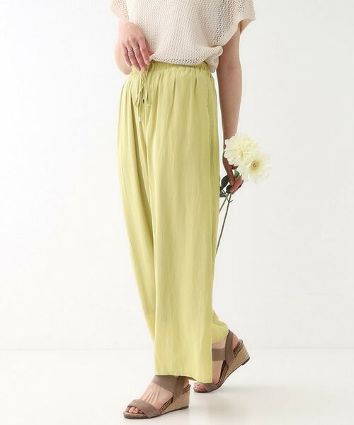 SHOO・LA・RUE/シューラルー 【S-LL/着丈選べる】 マットサテンワイドパンツ イエロー(031) 01(S) SHOO・LA・RUE/シューラルー 【S-LL/着丈選べる】 マットサテンワイドパンツ イエロー(031) 01(S)
