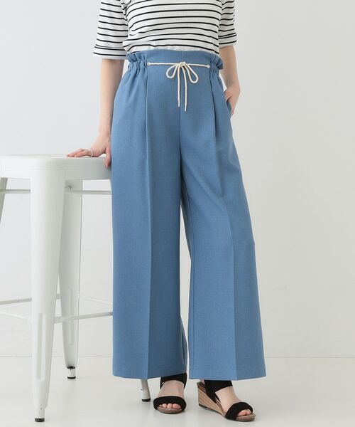 SHOO・LA・RUE/シューラルー ロープ紐使い ワイドパンツ ブルー(092) 04(LL) SHOO・LA・RUE/シューラルー ロープ紐使い ワイドパンツ ブルー(092) 04(LL)