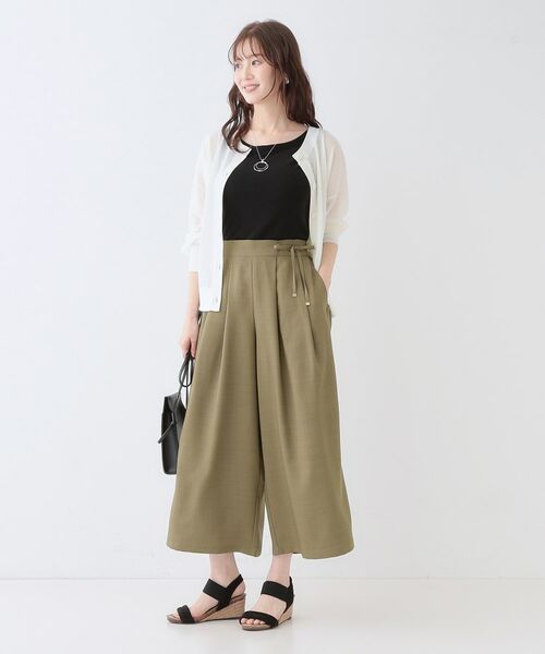 SHOO・LA・RUE / シューラルー ショート・ハーフ・半端丈パンツ | 【洗える/S-LL/アイロン掛けが楽】低身長さんにもおすすめ 麻調ガウチョパンツ | 詳細3