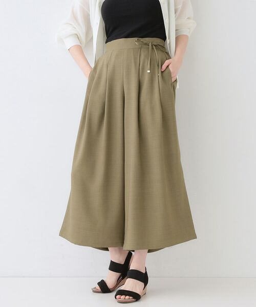 SHOO・LA・RUE/シューラルー 【イージーケア】麻調ガウチョパンツ オリーブグリーン(026) 04(LL) SHOO・LA・RUE/シューラルー 【イージーケア】麻調ガウチョパンツ オリーブグリーン(026) 04(LL)