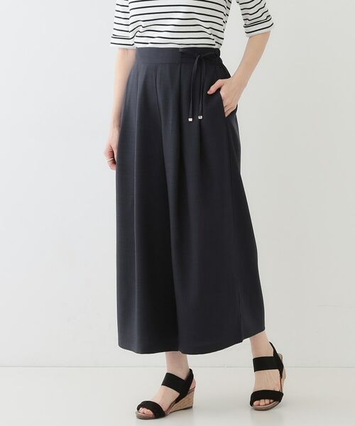 SHOO・LA・RUE/シューラルー 【イージーケア】麻調ガウチョパンツ ネイビー(094) 02(M) SHOO・LA・RUE/シューラルー 【イージーケア】麻調ガウチョパンツ ネイビー(094) 02(M)