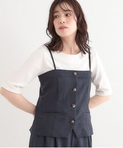 SHOO・LA・RUE / シューラルー ベスト | 【セットアップ可】コーデが華やぐ 大人の麻調キャミビスチェ