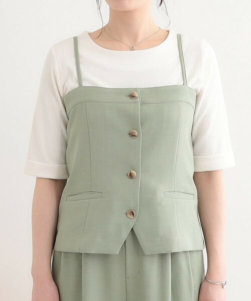 SHOO・LA・RUE / シューラルー ベスト | 【セットアップ可】コーデが華やぐ 大人の麻調キャミビスチェ | 詳細14