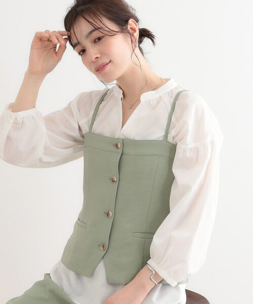 SHOO・LA・RUE/シューラルー 【S-LL/セットアップ可】麻調キャミビスチェ ミントグリーン(021) 03(L) SHOO・LA・RUE/シューラルー 【S-LL/セットアップ可】麻調キャミビスチェ ミントグリーン(021) 03(L)