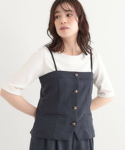 SHOO・LA・RUE/シューラルー 【S-LL/セットアップ可】麻調キャミビスチェ ネイビー(094) 02(M) SHOO・LA・RUE/シューラルー 【S-LL/セットアップ可】麻調キャミビスチェ ネイビー(094) 02(M)