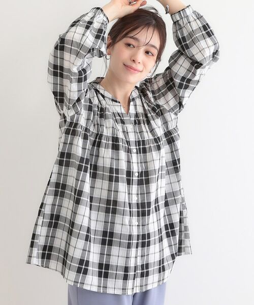 SHOO・LA・RUE/シューラルー チェック柄シャーリングシャツ ブラック(319) 02(M) SHOO・LA・RUE/シューラルー チェック柄シャーリングシャツ ブラック(319) 02(M)