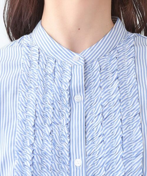 SHOO・LA・RUE / シューラルー シャツ・ブラウス | 【S-LL】お顔周りを華やかに ストライプフリルシャツ | 詳細12