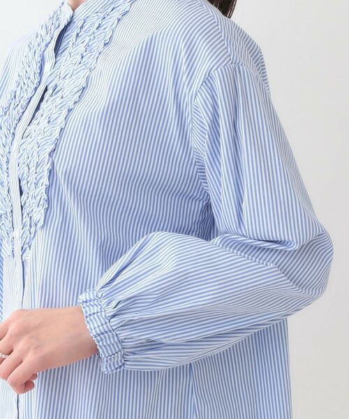 SHOO・LA・RUE / シューラルー シャツ・ブラウス | 【S-LL】お顔周りを華やかに ストライプフリルシャツ | 詳細13