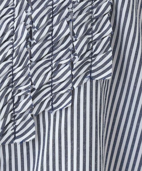 SHOO・LA・RUE / シューラルー シャツ・ブラウス | 【S-LL】お顔周りを華やかに ストライプフリルシャツ | 詳細8