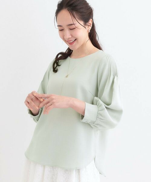 SHOO・LA・RUE/シューラルー 【洗える/S-LL/洗濯後しわになりにくい】無理せずキレイ 肩タックブラウス ミントグリーン(021) 01(S) SHOO・LA・RUE/シューラルー 【洗える/S-LL/洗濯後しわになりにくい】無理せずキレイ 肩タックブラウス ミントグリーン(021) 01(S)