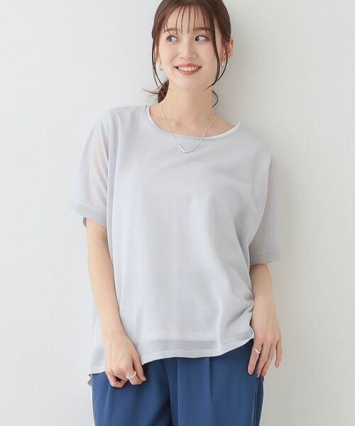 SHOO・LA・RUE/シューラルー 【2点セット】ゆるっと着られるシアーニット+タンクトップ ライトグレー(011) 04(LL) SHOO・LA・RUE/シューラルー 【2点セット】ゆるっと着られるシアーニット+タンクトップ ライトグレー(011) 04(LL)