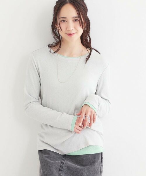 SHOO・LA・RUE/シューラルー 【2点セット】1セットあると便利 シアーレイヤードロンTセット ライトグレー(011) 04(LL) SHOO・LA・RUE/シューラルー 【2点セット】1セットあると便利 シアーレイヤードロンTセット ライトグレー(011) 04(LL)