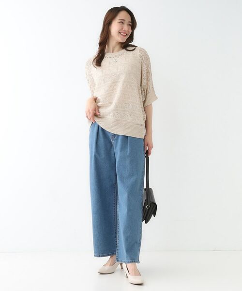 SHOO・LA・RUE / シューラルー その他トップス | 【洗える/S-LL/2点セット】着るだけでコーデが決まる 透かし柄ドルマンニット＋タンクトップ | 詳細8