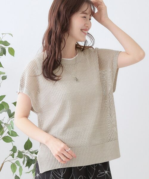 SHOO・LA・RUE/シューラルー 【2点セット】大人ナチュラルなメッシュ編みニット×タンクトップ ライトグレー(011) 03(L) SHOO・LA・RUE/シューラルー 【2点セット】大人ナチュラルなメッシュ編みニット×タンクトップ ライトグレー(011) 03(L)