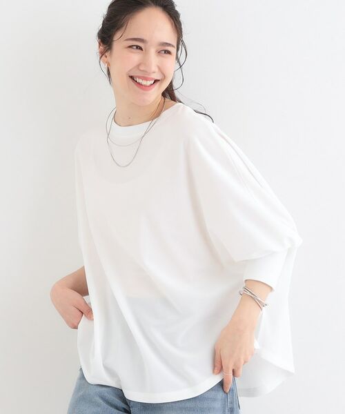 SHOO・LA・RUE/シューラルー 【洗える/S-LL】体型カバーにも ゆるりと着られる ドルマントップス ホワイト(001) 02(M) SHOO・LA・RUE/シューラルー 【洗える/S-LL】体型カバーにも ゆるりと着られる ドルマントップス ホワイト(001) 02(M)