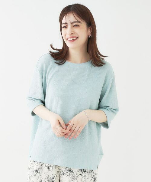 SHOO・LA・RUE / シューラルー カットソー | 【洗える/S-LL】表面感が魅力 インせず決まる 裾タック5分袖トップス | 詳細13