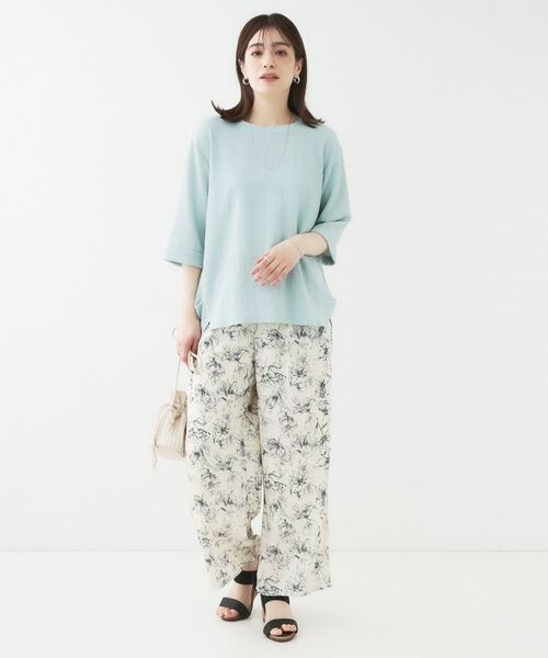 SHOO・LA・RUE / シューラルー カットソー | 【洗える/S-LL】表面感が魅力 インせず決まる 裾タック5分袖トップス | 詳細15