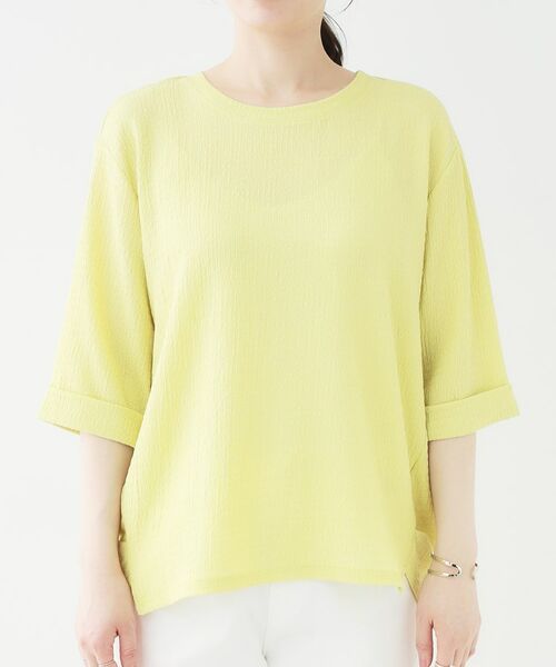 SHOO・LA・RUE / シューラルー カットソー | 【洗える/S-LL】表面感が魅力 インせず決まる 裾タック5分袖トップス | 詳細17