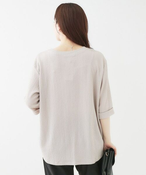 SHOO・LA・RUE / シューラルー カットソー | 【洗える/S-LL】表面感が魅力 インせず決まる 裾タック5分袖トップス | 詳細2