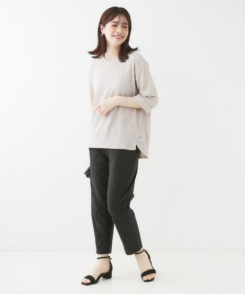 SHOO・LA・RUE / シューラルー カットソー | 【洗える/S-LL】表面感が魅力 インせず決まる 裾タック5分袖トップス | 詳細3