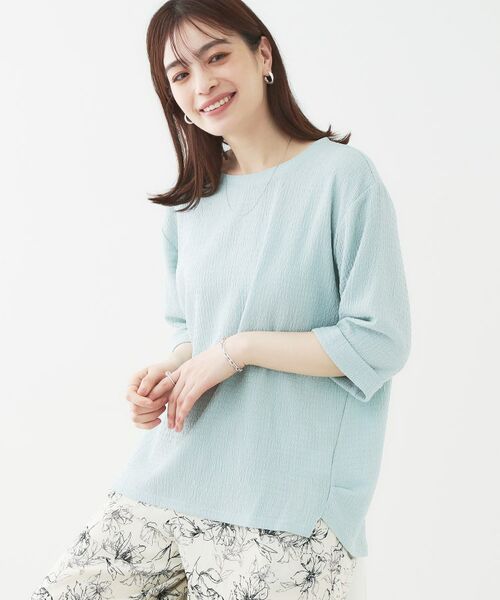 SHOO・LA・RUE/シューラルー シボシャーリング裾タックトップス ブルー(091) 02(M) SHOO・LA・RUE/シューラルー シボシャーリング裾タックトップス ブルー(091) 02(M)