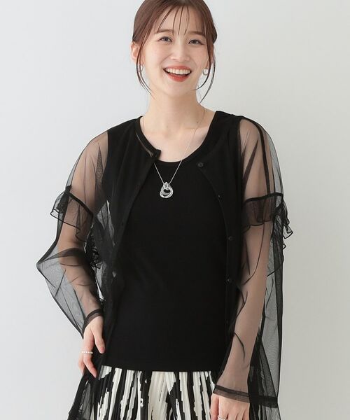 SHOO・LA・RUE/シューラルー 【洗える/S-LL】色違いで揃えたい テレコリブタンクトップ ブラック(019) 03(L) SHOO・LA・RUE/シューラルー 【洗える/S-LL】色違いで揃えたい テレコリブタンクトップ ブラック(019) 03(L)