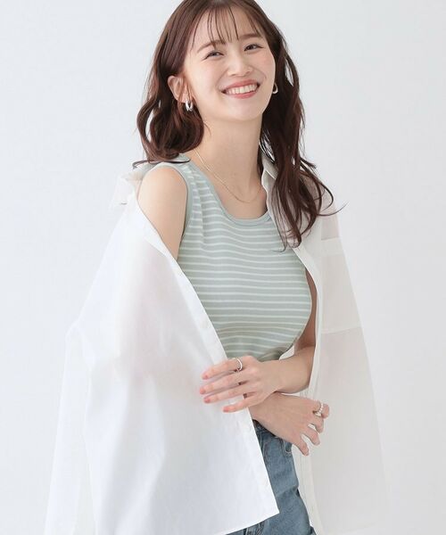SHOO・LA・RUE/シューラルー 【洗える/S-LL】色違いで揃えたい テレコリブタンクトップ サックスブルー(390) 02(M) SHOO・LA・RUE/シューラルー 【洗える/S-LL】色違いで揃えたい テレコリブタンクトップ サックスブルー(390) 02(M)