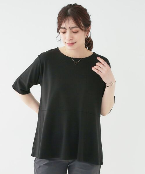 SHOO・LA・RUE / シューラルー カットソー | 【ひんやり/UV】インせず着られる とろみペプラム5分袖トップス | 詳細1