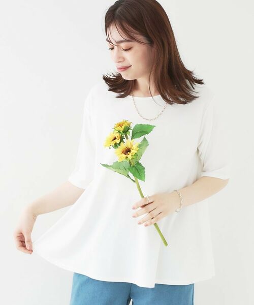 SHOO・LA・RUE/シューラルー インせず着られる とろみペプラム5分袖トップス【SHOO ICE】 ホワイト(001) 01(S) SHOO・LA・RUE/シューラルー インせず着られる とろみペプラム5分袖トップス【SHOO ICE】 ホワイト(001) 01(S)