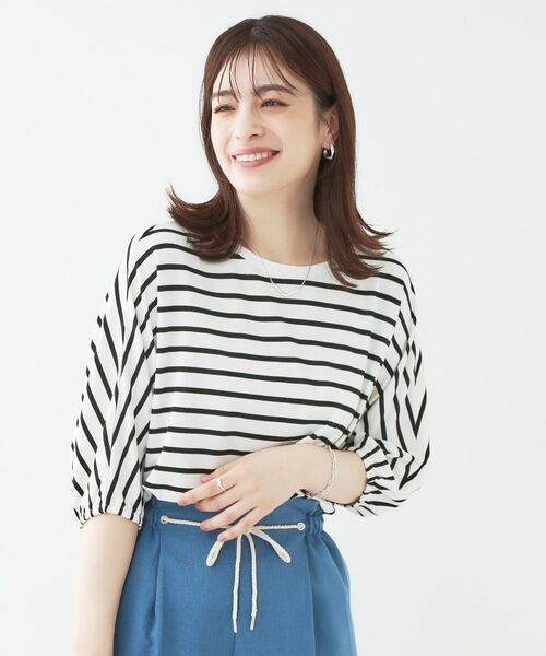 SHOO・LA・RUE / シューラルー カットソー | 【ひんやり/UV/二の腕カバー】肘まで隠れるとろみドルマン5分袖トップス | 詳細13