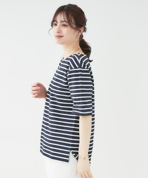 SHOO・LA・RUE / シューラルー カットソー | 【洗える/S-LL/綿100％】5分袖ボートネックトップス | 詳細14