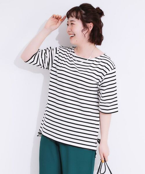 SHOO・LA・RUE / シューラルー カットソー | 【洗える/S-LL/綿100％】5分袖ボートネックトップス | 詳細23