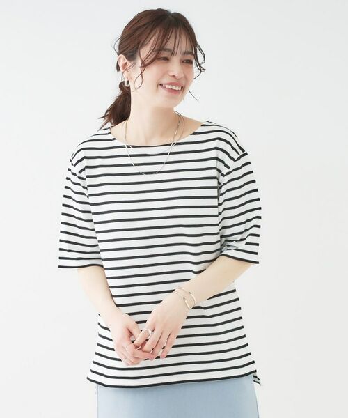 SHOO・LA・RUE / シューラルー カットソー | 【洗える/S-LL/綿100％】5分袖ボートネックトップス | 詳細5