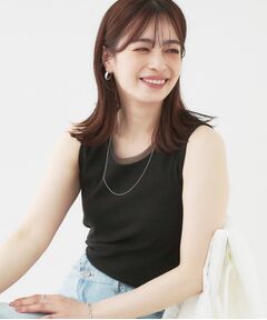 SHOO・LA・RUE / シューラルー カットソー | 【洗える/S-LL】シアーネックがこなれ見え リブタンクトップ