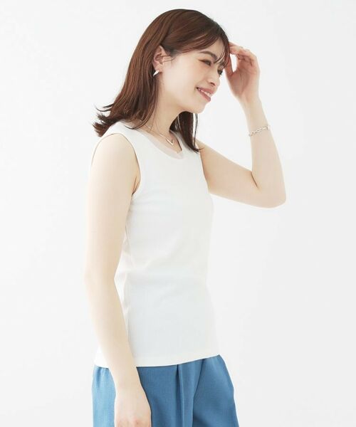 SHOO・LA・RUE / シューラルー カットソー | 【洗える/S-LL】シアーネックがこなれ見え リブタンクトップ | 詳細1