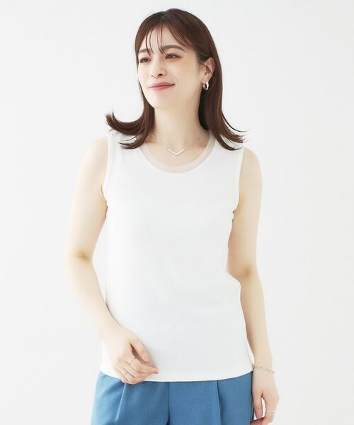 SHOO・LA・RUE / シューラルー カットソー | 【洗える/S-LL】シアーネックがこなれ見え リブタンクトップ | 詳細2