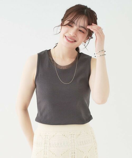 SHOO・LA・RUE / シューラルー カットソー | 【洗える/S-LL】シアーネックがこなれ見え リブタンクトップ | 詳細5