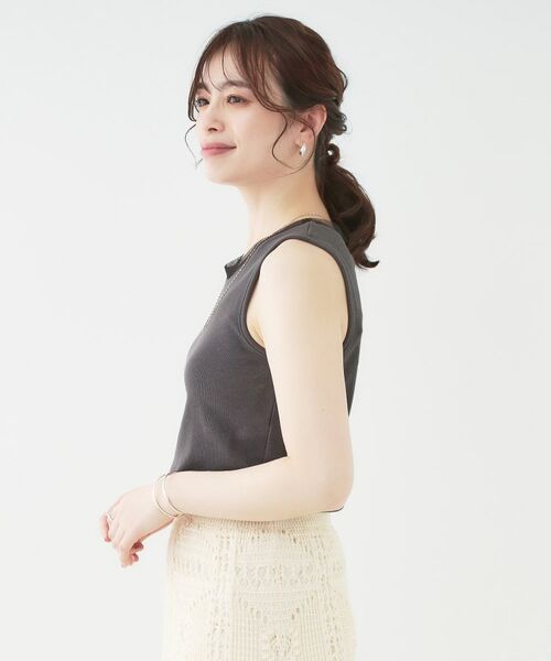 SHOO・LA・RUE / シューラルー カットソー | 【洗える/S-LL】シアーネックがこなれ見え リブタンクトップ | 詳細6