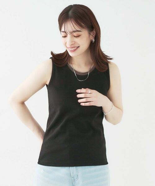 SHOO・LA・RUE / シューラルー カットソー | 【洗える/S-LL】シアーネックがこなれ見え リブタンクトップ | 詳細9